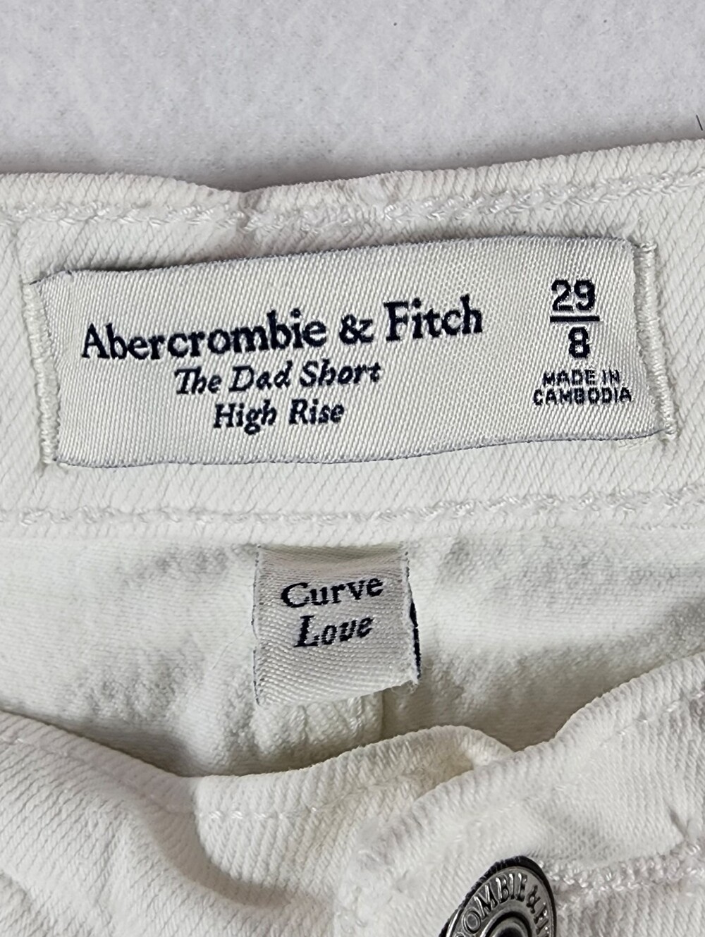 Abercrombie Curve Love High Rise Dad Shorts White Denim Size 29 - Picture 2 of 8